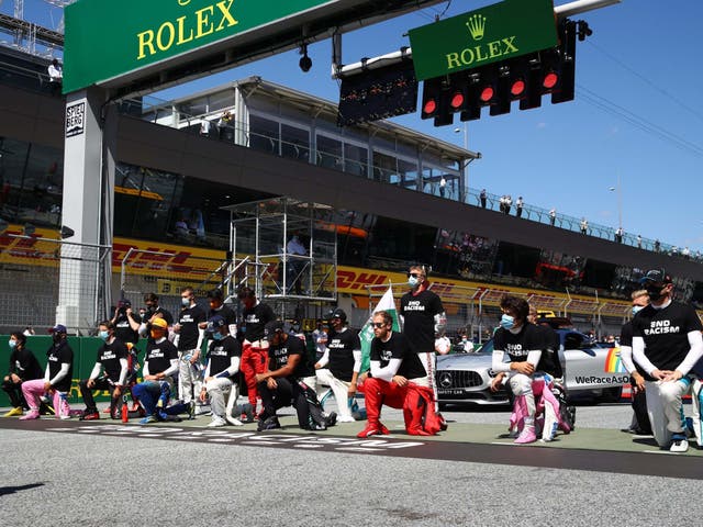 14 drivers took a knee ahead of the Austrian Grand Prix but six others chose not to