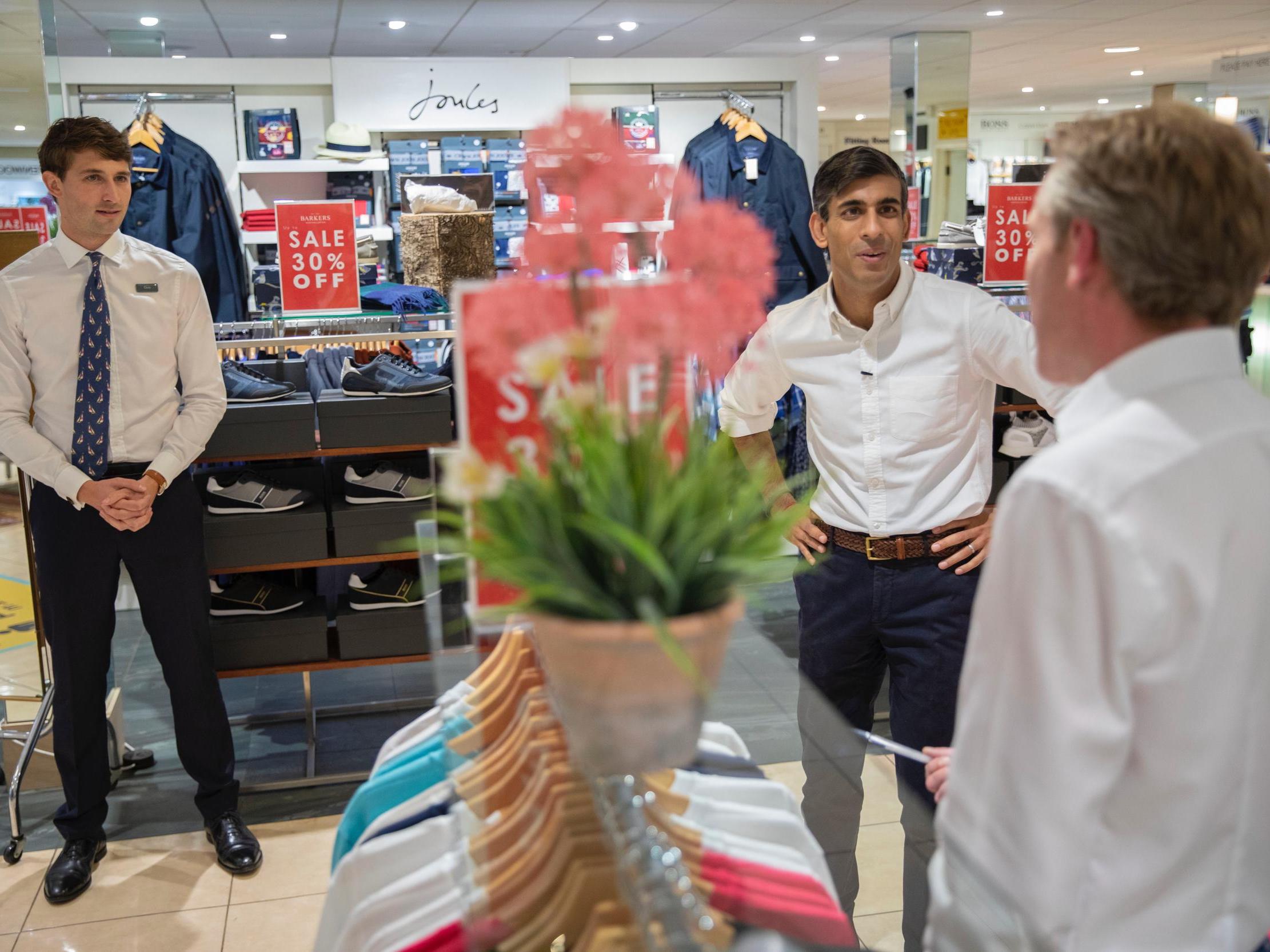 Chancellor Rishi Sunak speaking to shoppers. Can he persuade them to spend with his summer update?