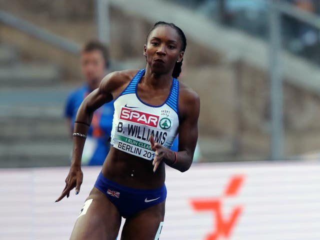 Bianca Williams competes in the women's 200m semi-final at the 2018 European Athletics Championships in Berlin