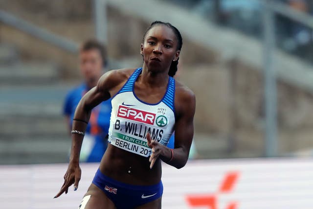 Bianca Williams competes in the women's 200m semi-final at the 2018 European Athletics Championships in Berlin