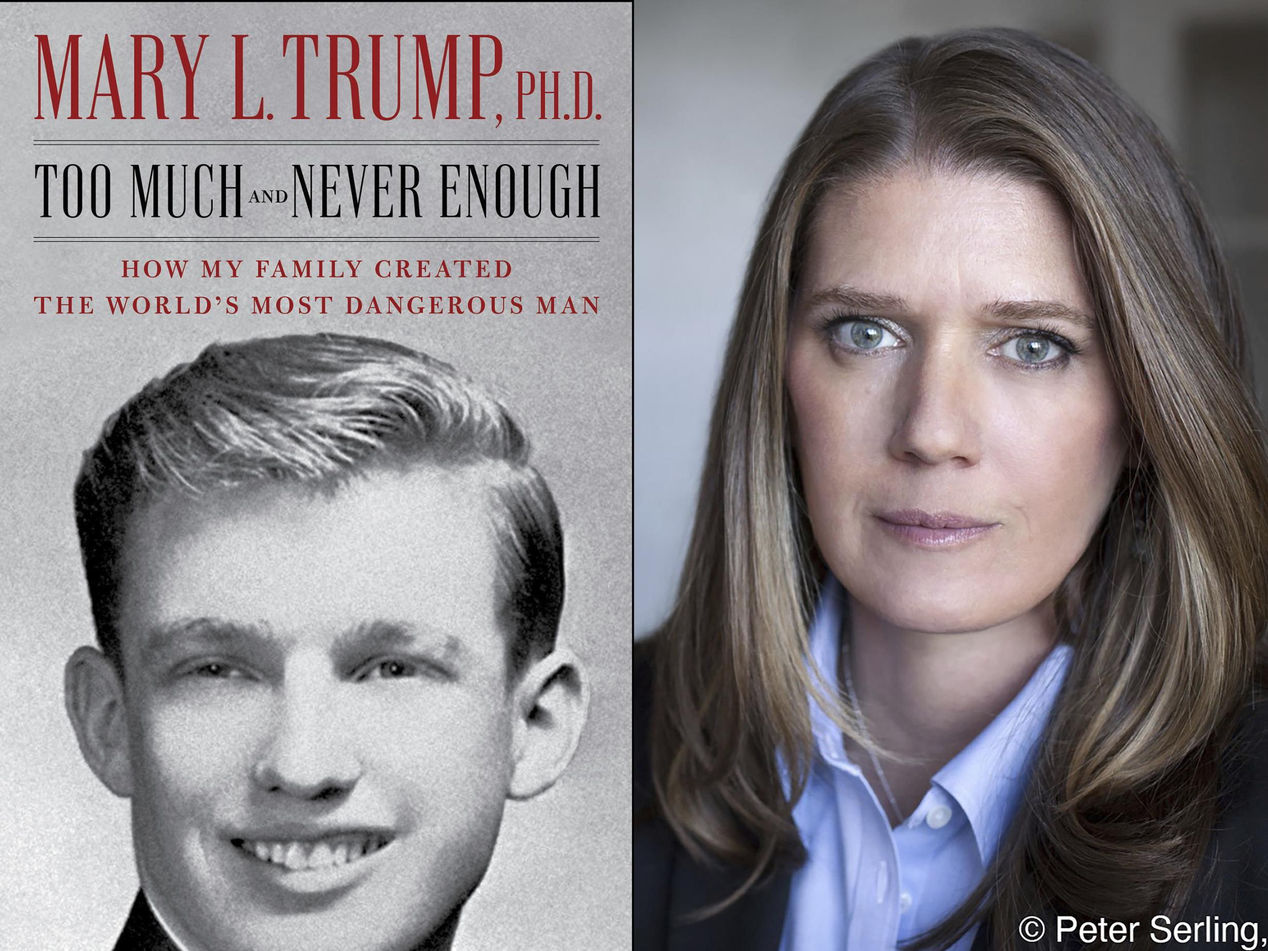 The cover art for Too Much and Never Enough: How My Family Created the World's Most Dangerous Man, left, and a portrait of author Mary L Trump
