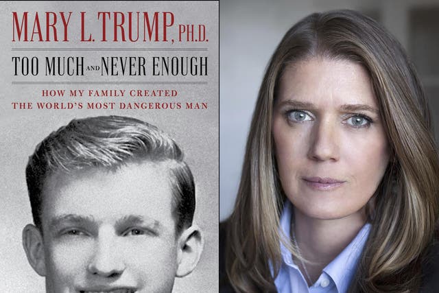 The cover art for Too Much and Never Enough: How My Family Created the World's Most Dangerous Man, left, and a portrait of author Mary L Trump
