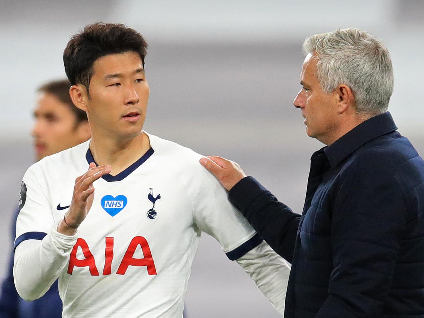 Mourinho embraces Son after victory over Everton