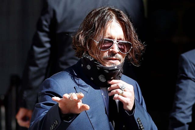 Actor Johnny Depp arrives at the High Court in London on 7 July 2020