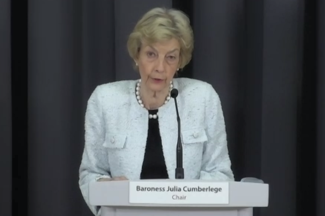 <p>Baroness Julia Cumberlege at the launch of the Independent Medicines and Medical Devices Safety Review in 2020</p>