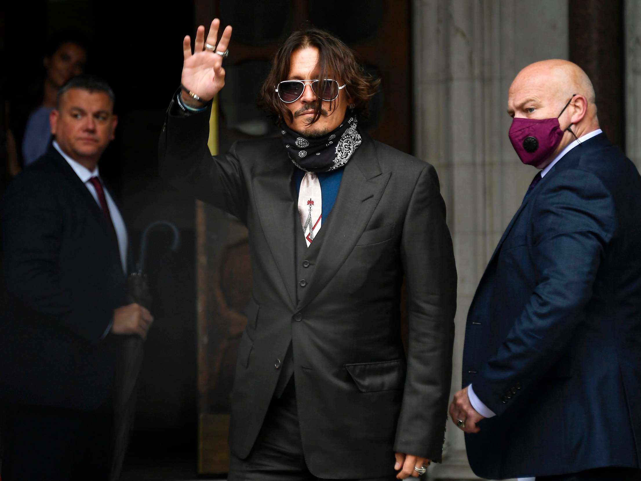 Johnny Depp arrives at the High Court in London for the second day of his libel action against The Sun