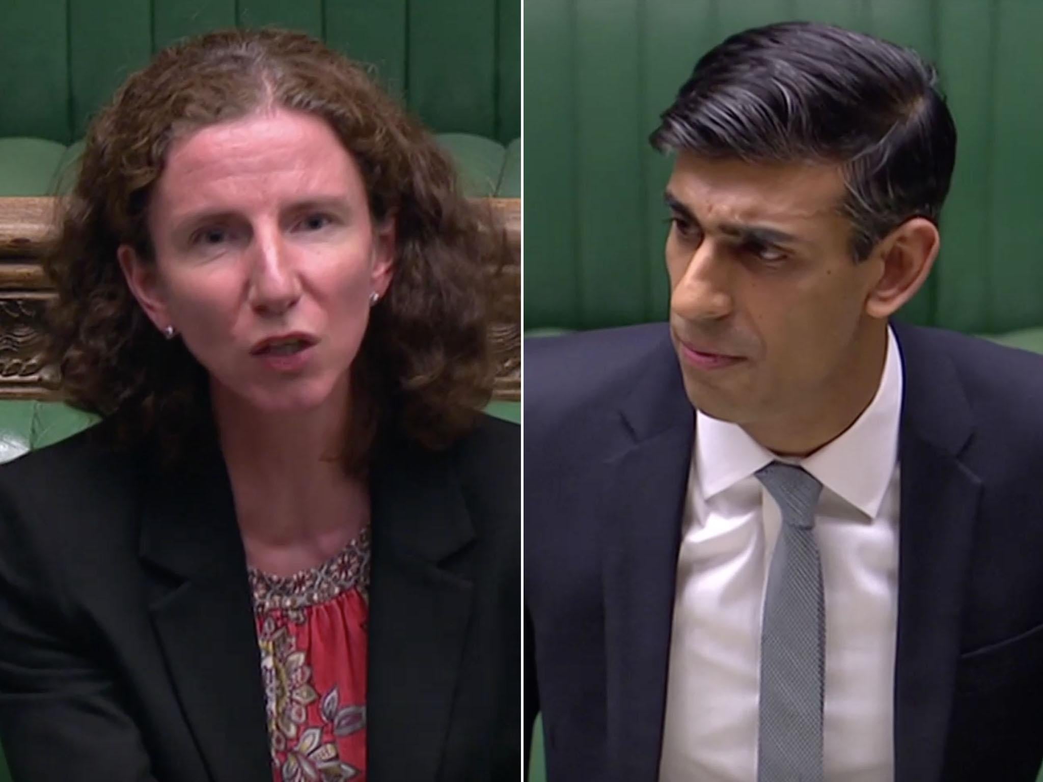 Anneliese Dodds, left, relied heavily on cliche when responding to Rishi Sunak's statement