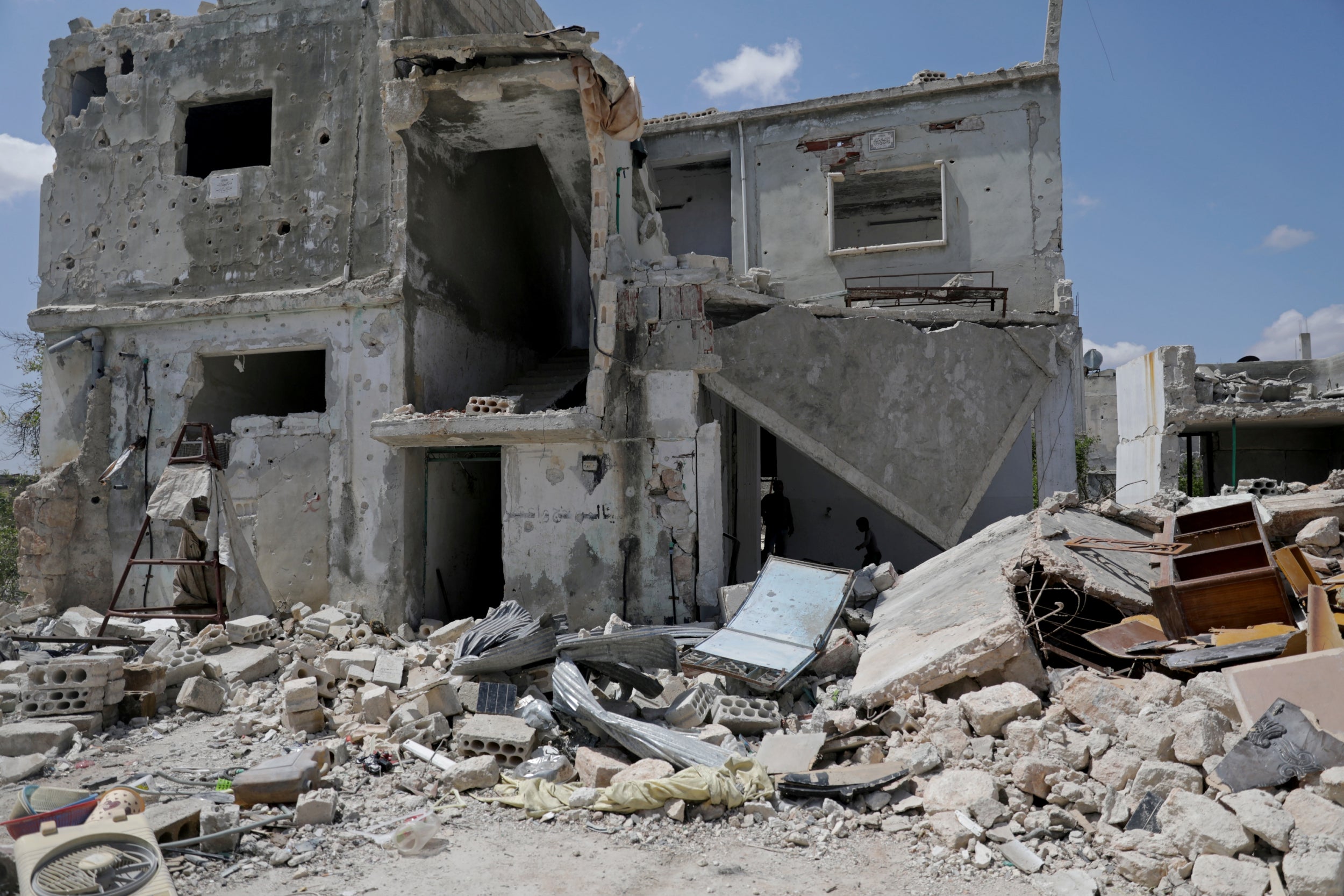 A ruined house in the rebel-held town of Nairab in Syria's Idlib province