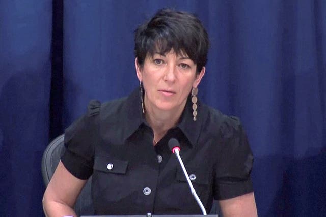 Ghislaine Maxwell, longtime associate of accused sex trafficker Jeffrey Epstein, speaks at a news conference on oceans and sustainable development at the United Nations in New York, on 25 June 2013