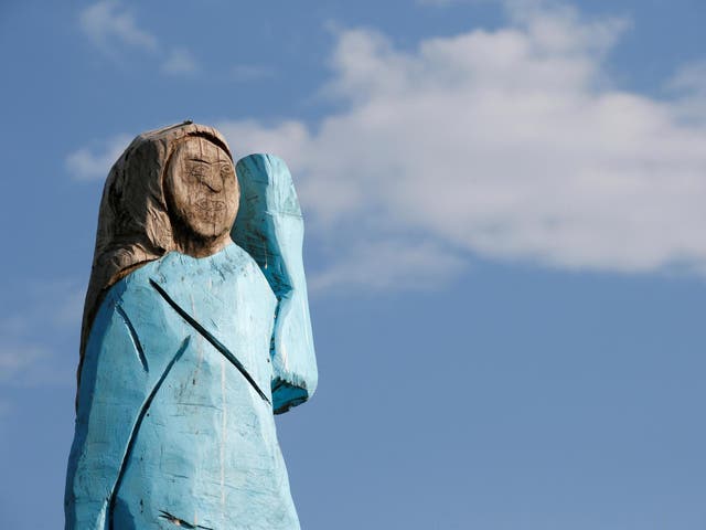 A life-size wooden sculpture of the US first lady was unveiled in July 2019