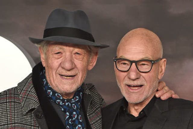 Ian McKellen and Patrick Stewart at the UK premiere of 'Star Trek: Picard' in January 2020