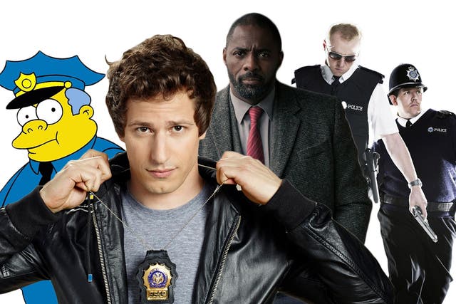 Police PR machine: Chief Wiggum in ‘The Simpsons’, Andy Samberg in ‘Brooklyn Nine-Nine’, Idris Elba in ‘Luther’ and Simon Pegg and Nick Frost in ‘Hot Fuzz’