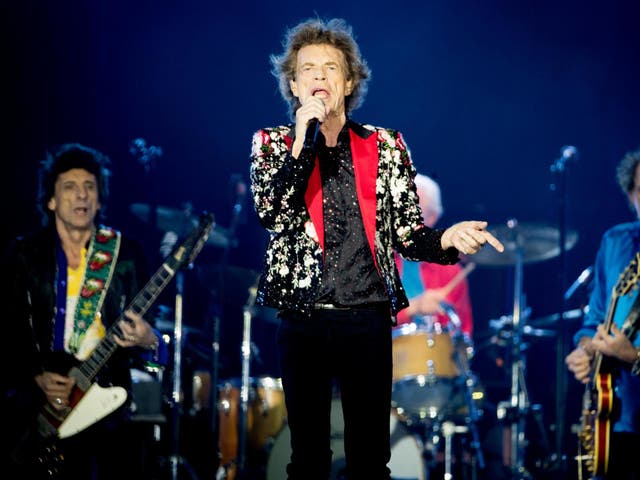 Ronnie Wood, Mick Jagger, Charlie Watts and Keith Richards of The Rolling Stones perform on 30 August 2019 in Miami, Florida.