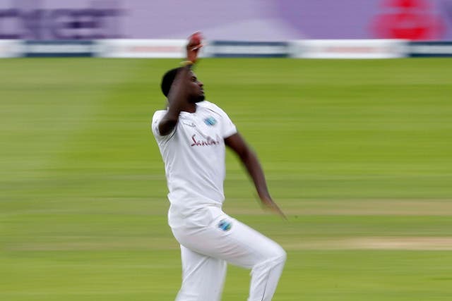 Jason Holder in full flight for the West Indies