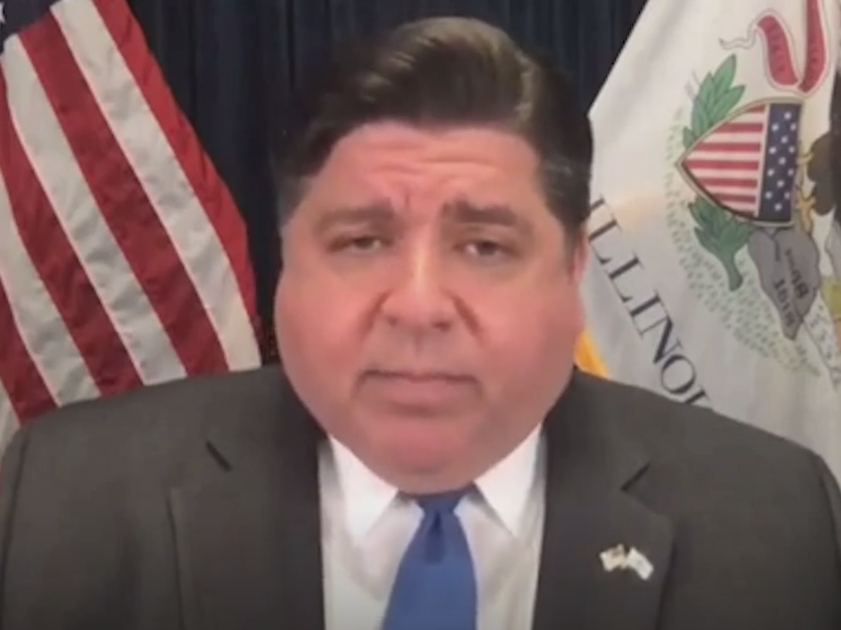 JB Pritzker speaking during virtual congressional hearing about the national Covid-19 response on Wednesday