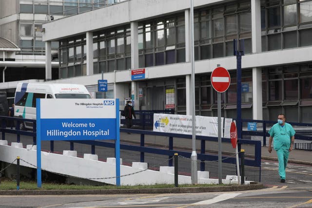 <p>Hillingdon hospital in west London has closed to visitors due to a rise in Covid-19 cases </p>