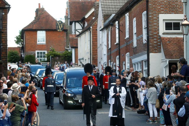The funeral procession of Dame Vera Lynn takes place in Ditchling, east Sussex. 10 July, 2020
