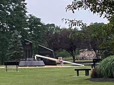 Vandals cut down flagpole at 9/11 memorial honouring firefighters