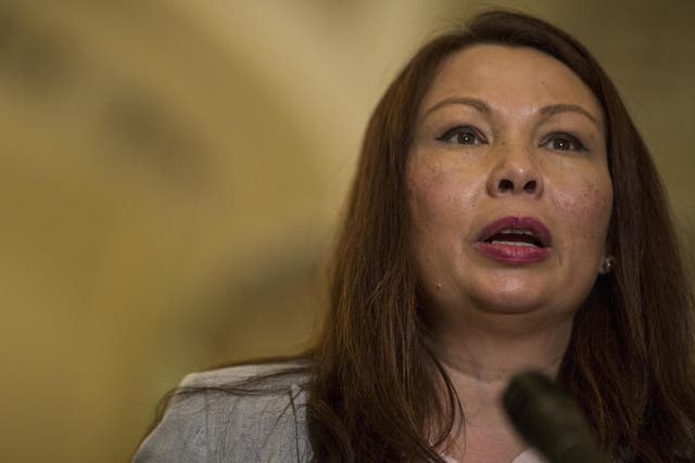 Senator Tammy Duckworth speaks during a weekly news conference on Capitol Hill
