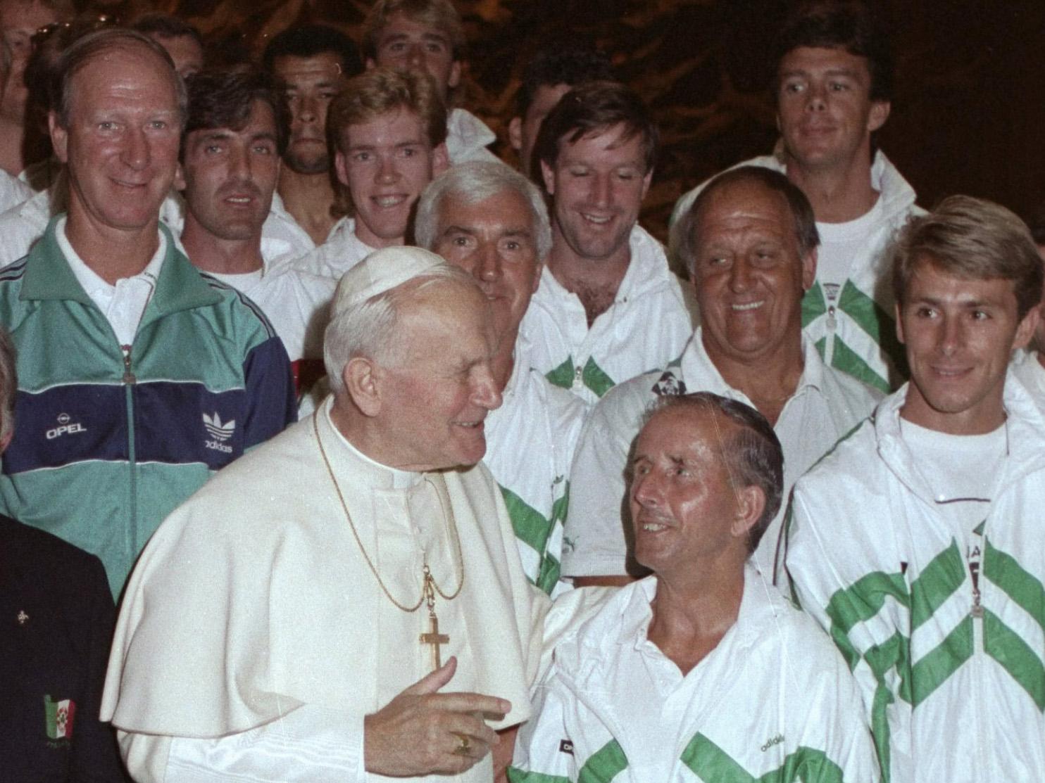 ‘The Boss’ with his Irish squad at the papal audience in Rome in June 1990 (Getty)