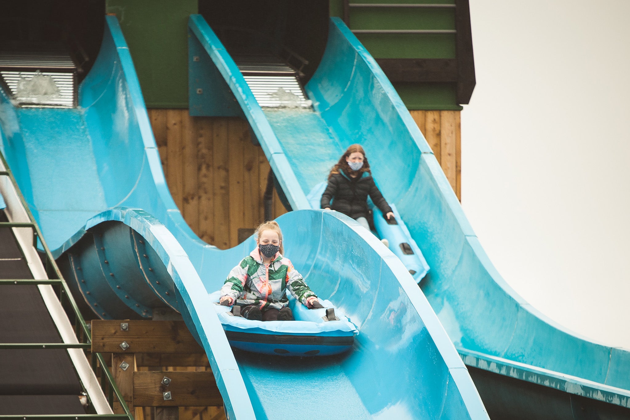 Slide fun at the newly opened park