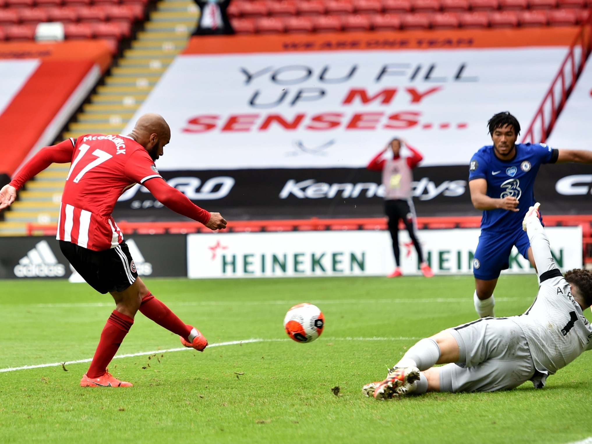 David McGoldrick fires Sheffield United in front in the first half