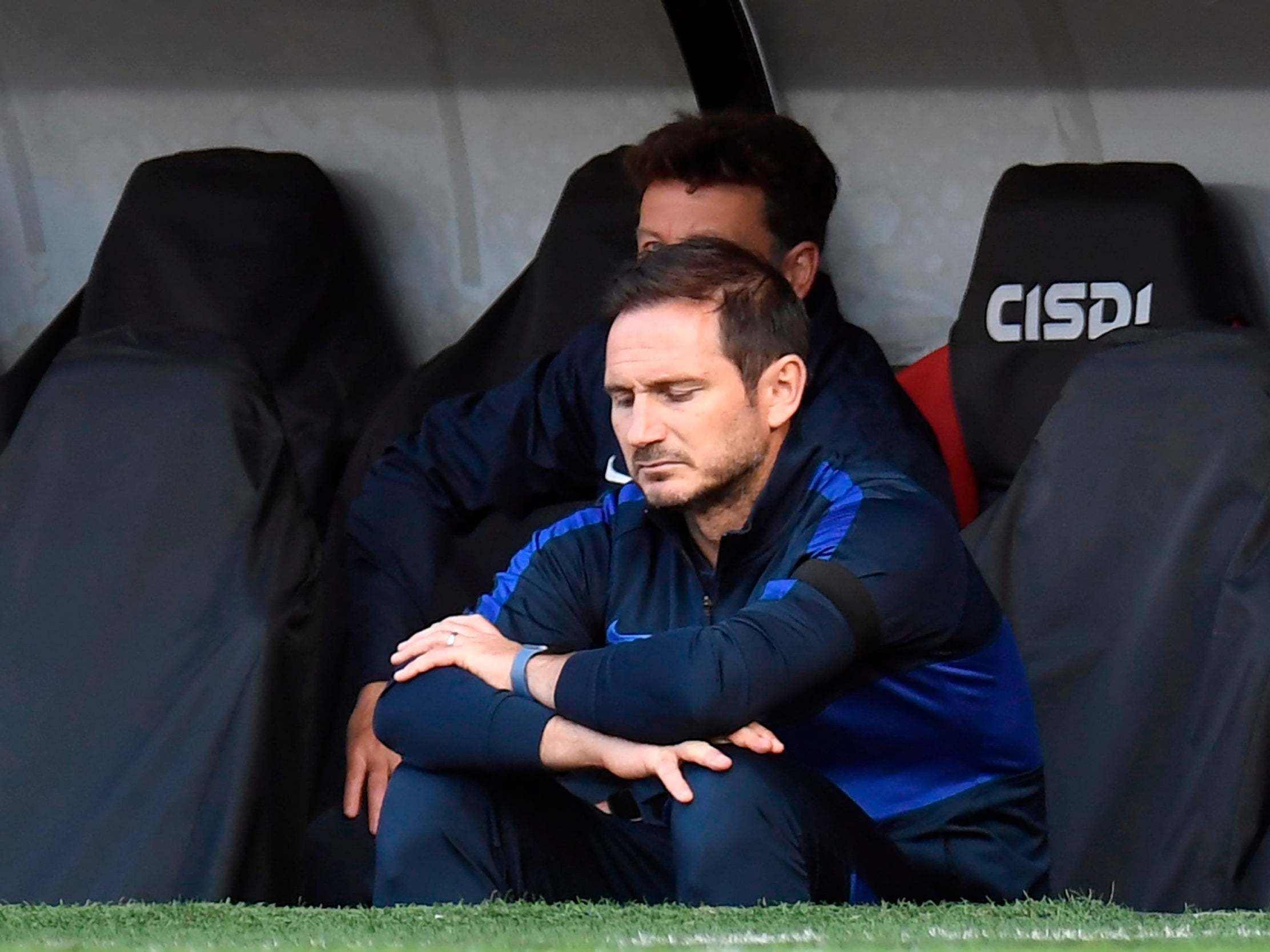 Frank Lampard watches on as his side crumble