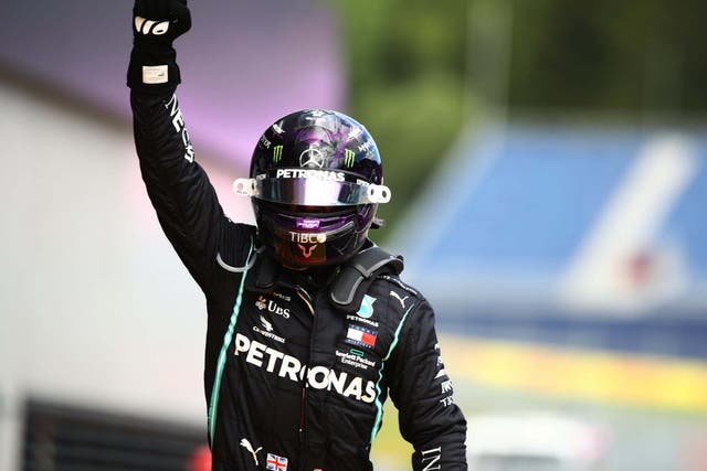Lewis Hamilton celebrates winning the Styrian Grand Prix