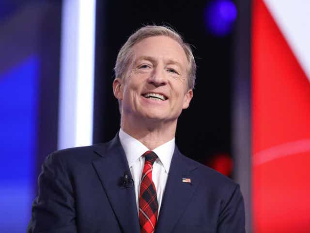 Billionaire Tom Steyer stood as a presidential candidate for the Democrats in early 2020