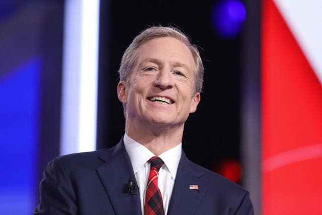 Billionaire Tom Steyer stood as a presidential candidate for the Democrats in early 2020