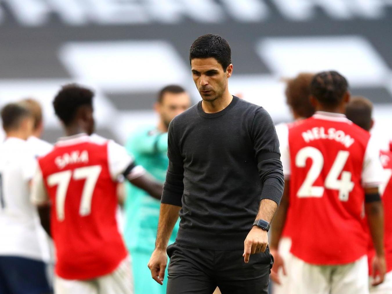 Arsenal manager Mikel Arteta appears dejected after a north London derby defeat by Spurs