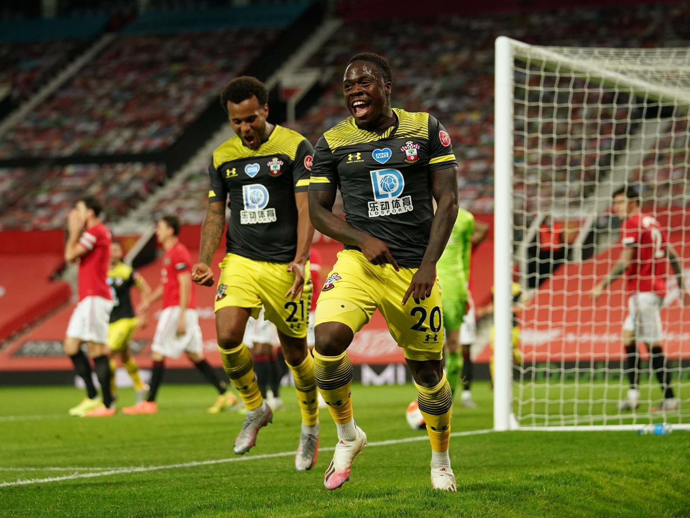 Michael Obafemi celebrates scoring the equaliser