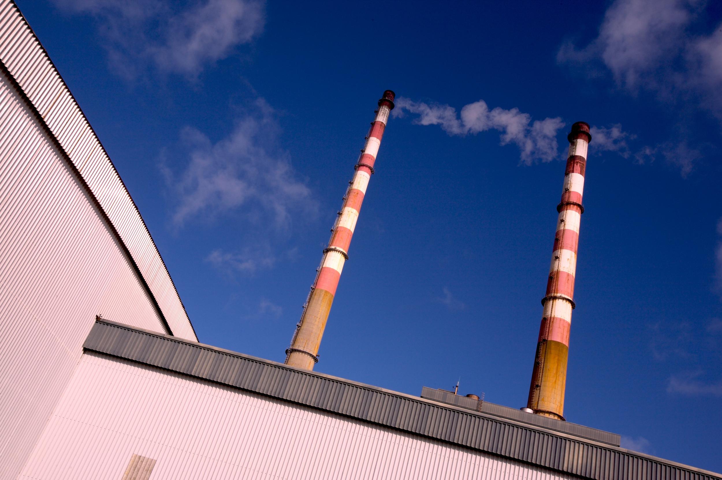 Poolbeg oil and gas fired power station, in Sandymount, Dublin