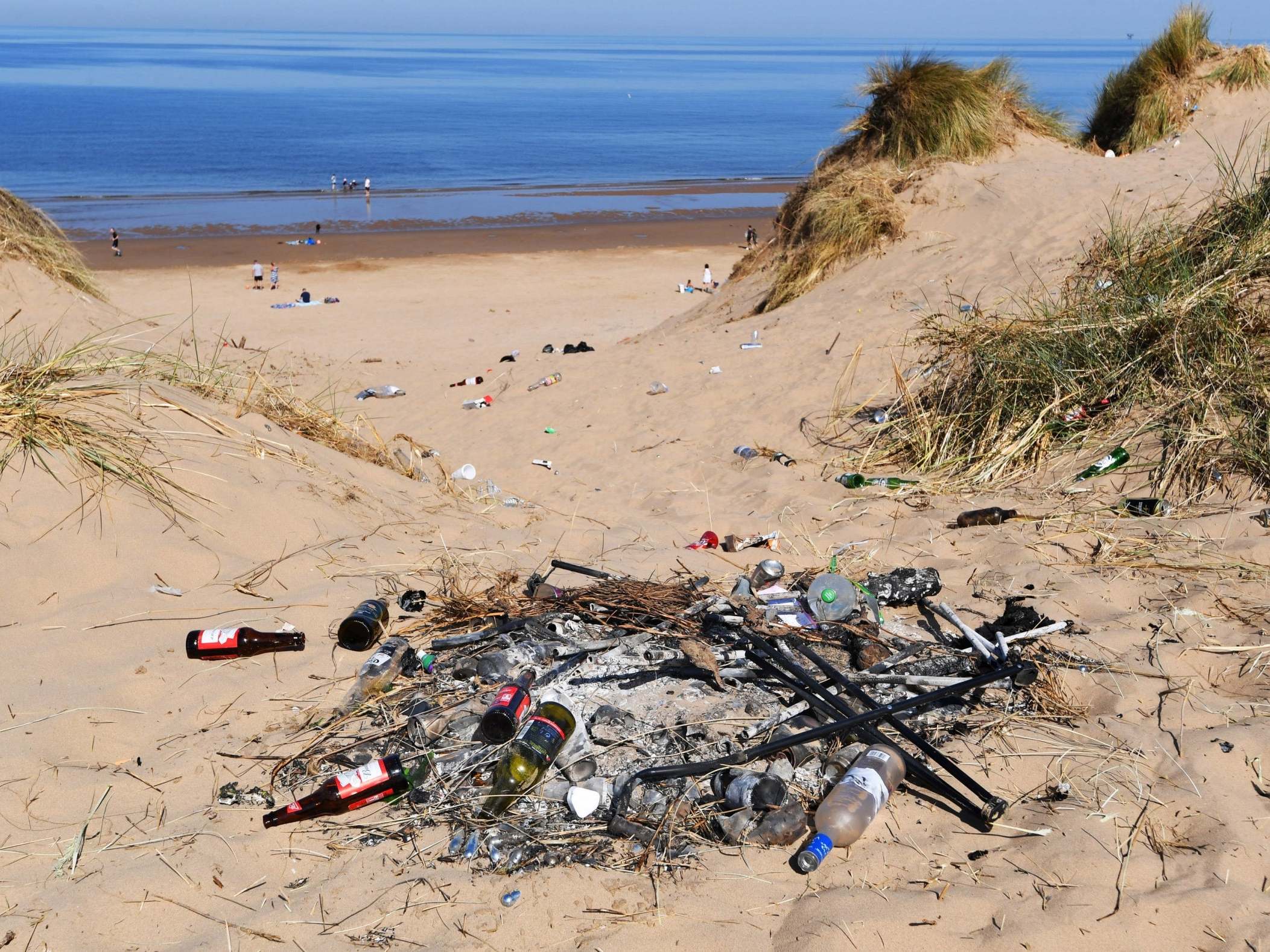 File image of litter left at Formby Beach sand dunes in Merseyside during the coronavirus lockdown, 17 June 2020.