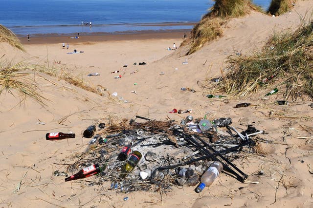 File image of litter left at Formby Beach sand dunes in Merseyside during the coronavirus lockdown, 17 June 2020.
