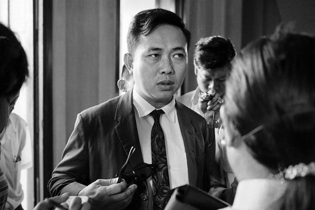 Chau talks to the media in Saigon, 1969