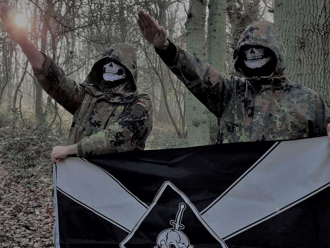 Two UK members of Feuerkrieg Division in a picture posted in an online chat