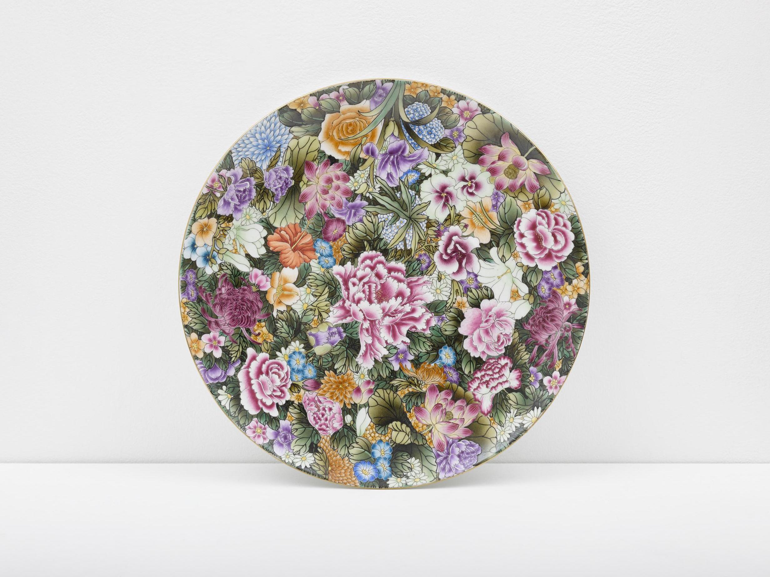 Auction: Ai Weiwei’蝉 Small Plate with Flowers, 2014, is among lots including works by Bridget Riley and Yinka Shonibare