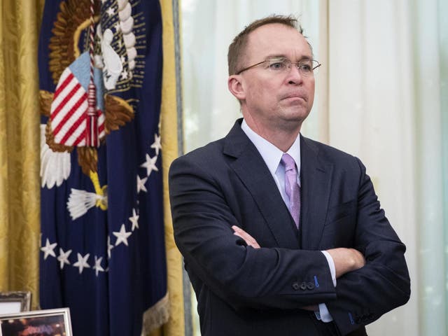 Acting White House Chief of Staff Mick Mulvaney in the Oval Office of the White House on 19 December 2019