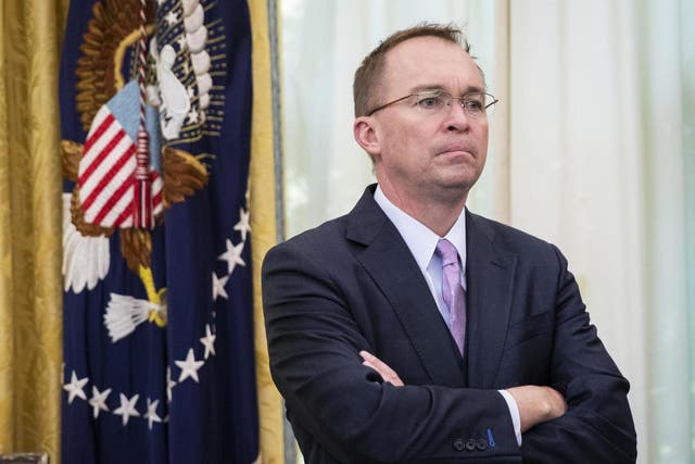 Acting White House Chief of Staff Mick Mulvaney in the Oval Office of the White House on 19 December 2019