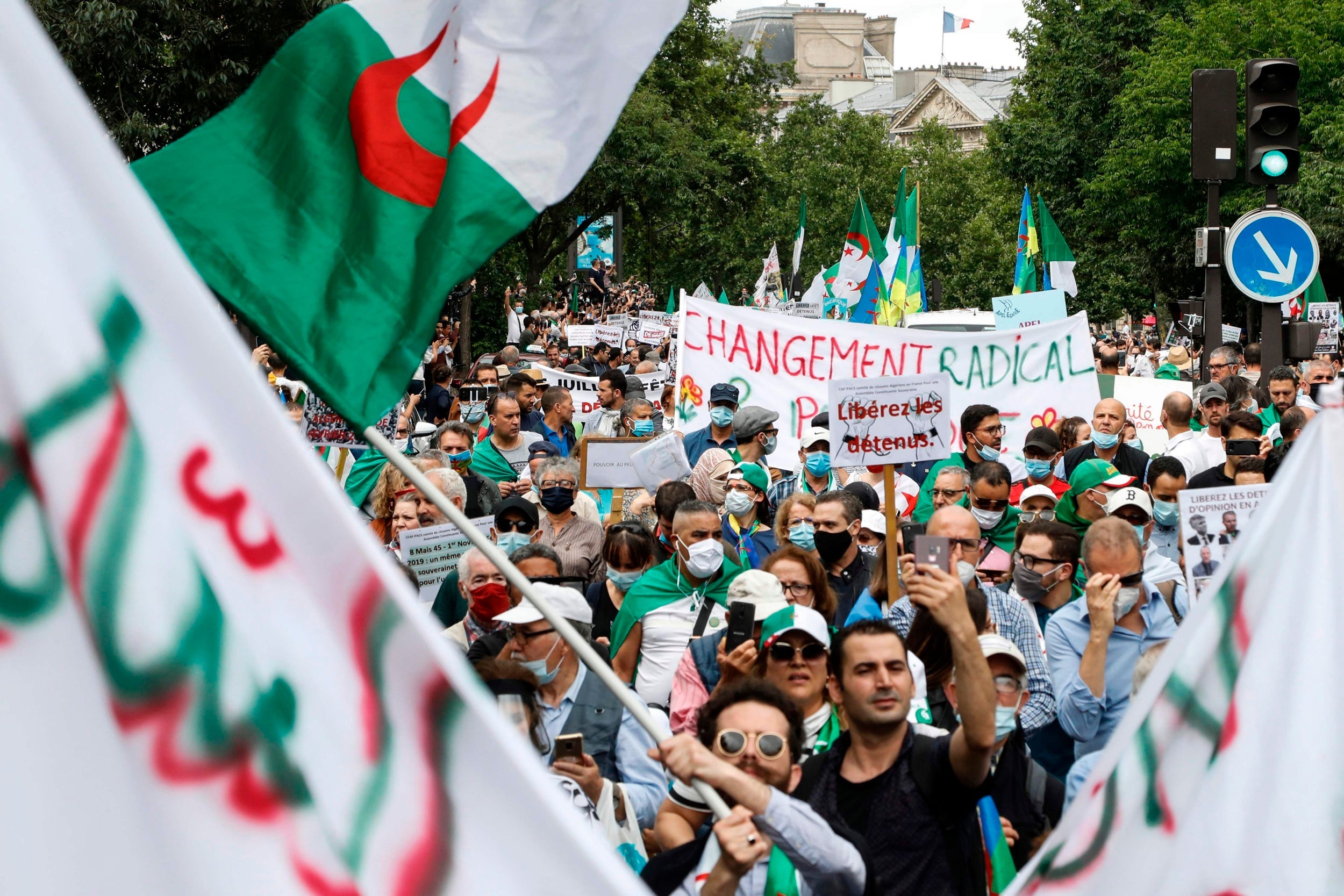 Demonstrations in Paris on 5 July in support of Algeria’s Hirak protest movement (AFP/Getty)