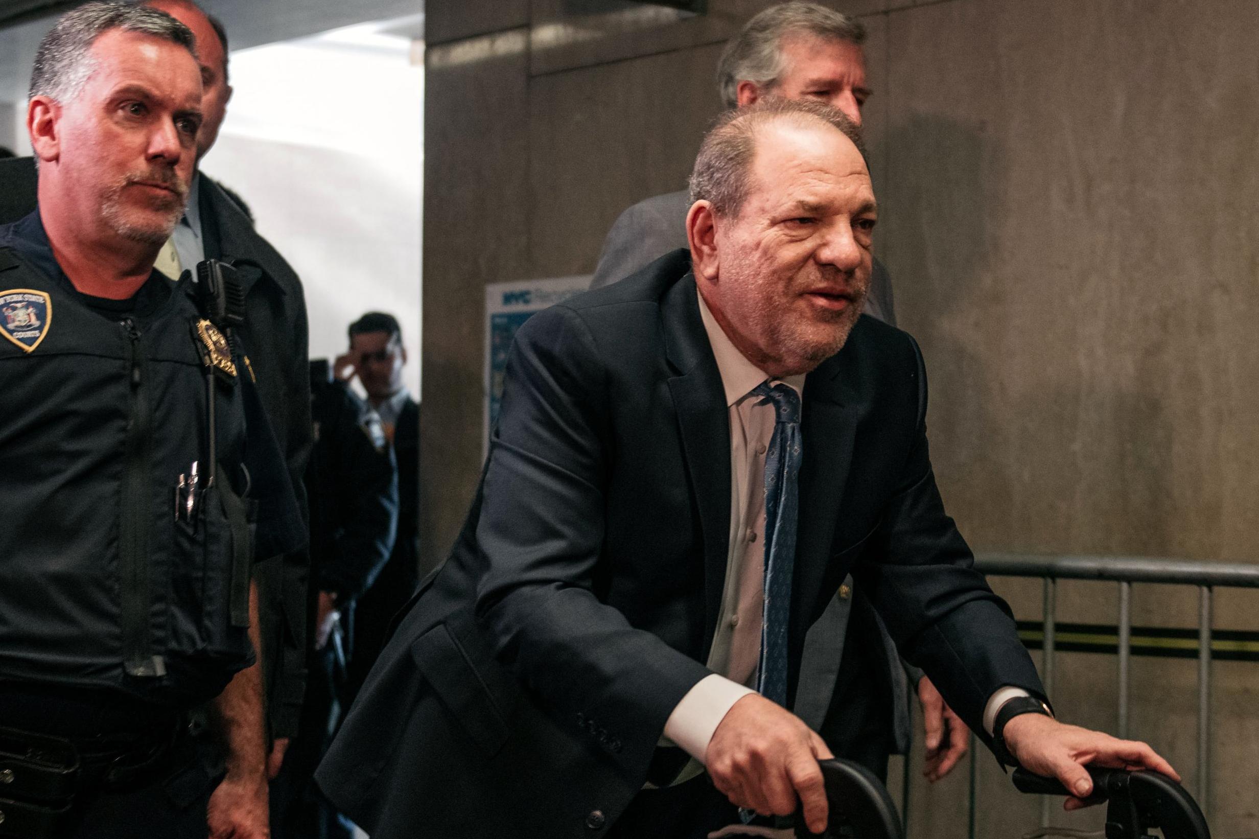 Harvey Weinstein enters a New York City courtroom on 24 on February 2020 in New York City