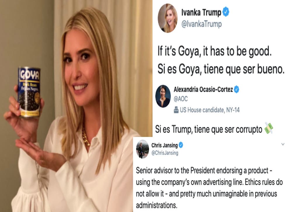 Ivanka Trump Sparks Fury By Promoting Goya Foods On Social Media Indy100 Indy100 Ivanka Trump Sparks Fury By Promoting Goya Foods On Social Media Indy100 Indy100