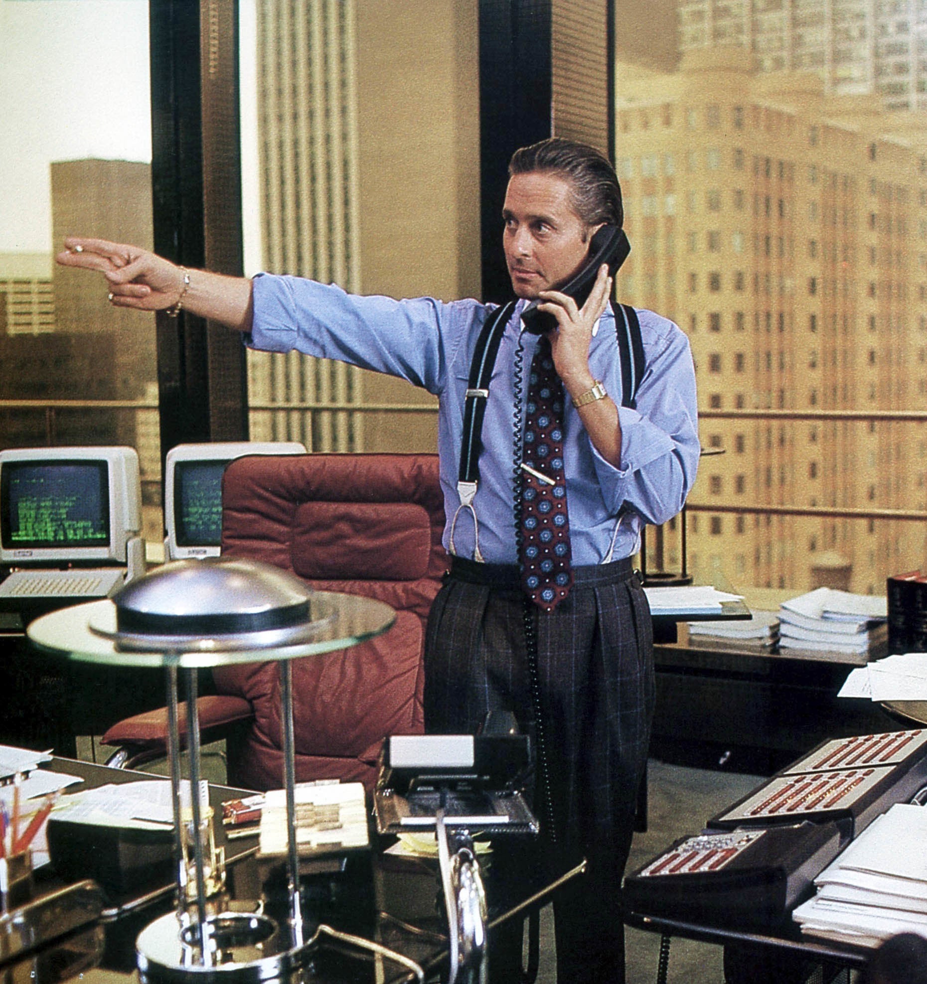 Michael Douglas as Gordon Gekko in Stone’s ‘Wall Street’ in 1987