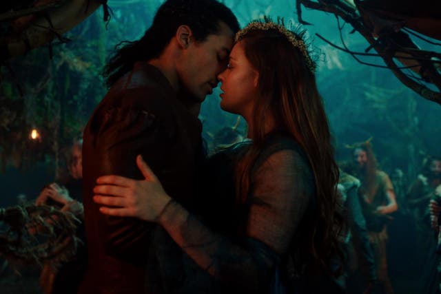 Devon Terrell as King Arthur and Katherine Langford as Nimue in 'Cursed', Netflix's latest spin on the Arthurian myth
