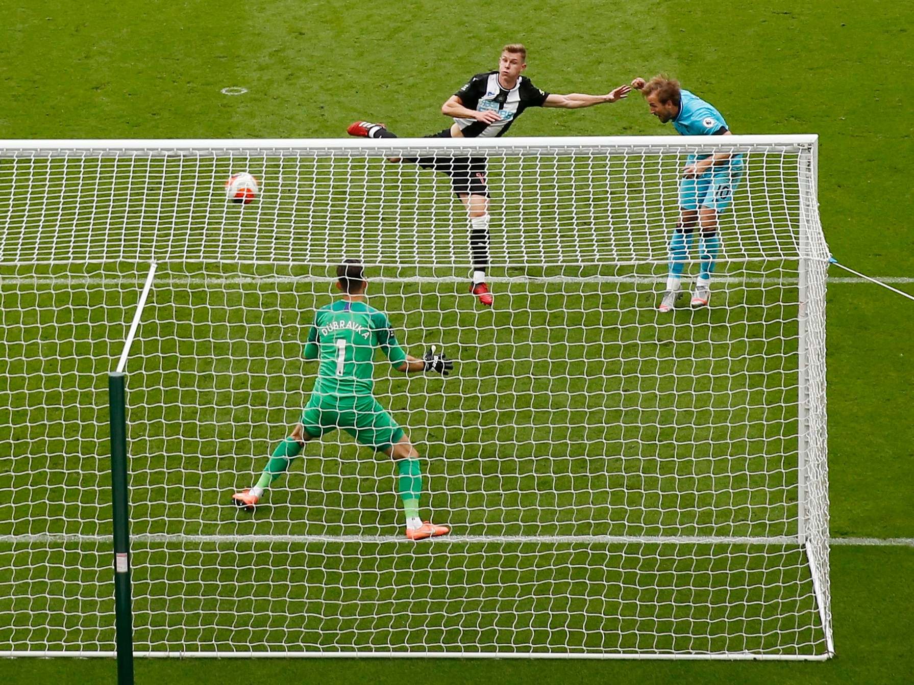 Harry Kane directs a header past Newcastle's Martin Dubravka