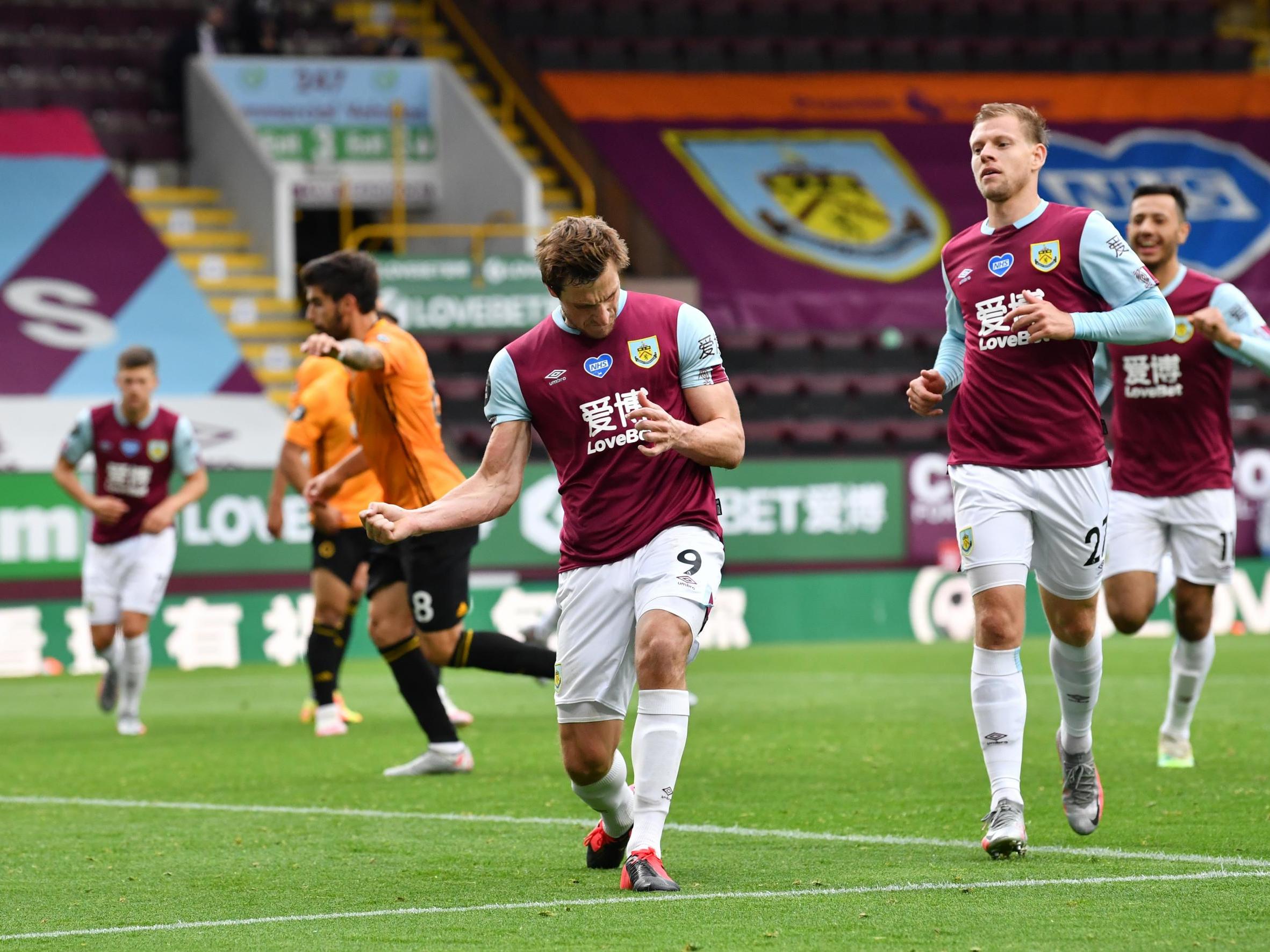 Wood celebrates earning a point for Burnley