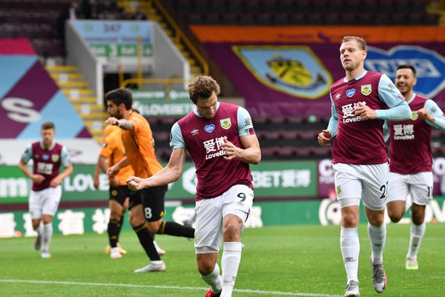 Wood celebrates earning a point for Burnley