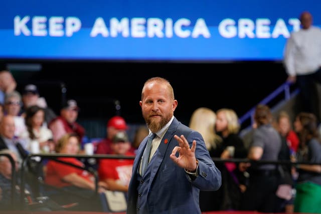 Brad Parscale signals to the crowd at a rally in Lexington, Kentucky