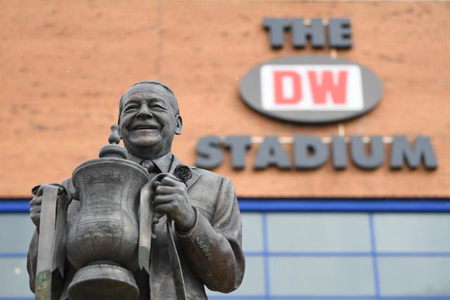 A statue of former Wigan chairman Dave Whelan